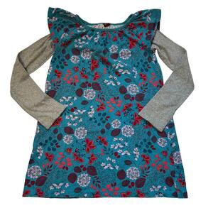 Tea Collection Floral & Gray Long Sleeve Dress - Girls 7Y